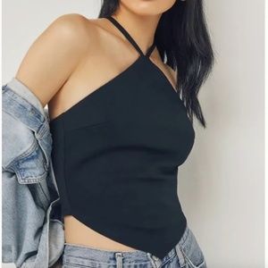 Anthropologie Black Asymmetrical Halter Top